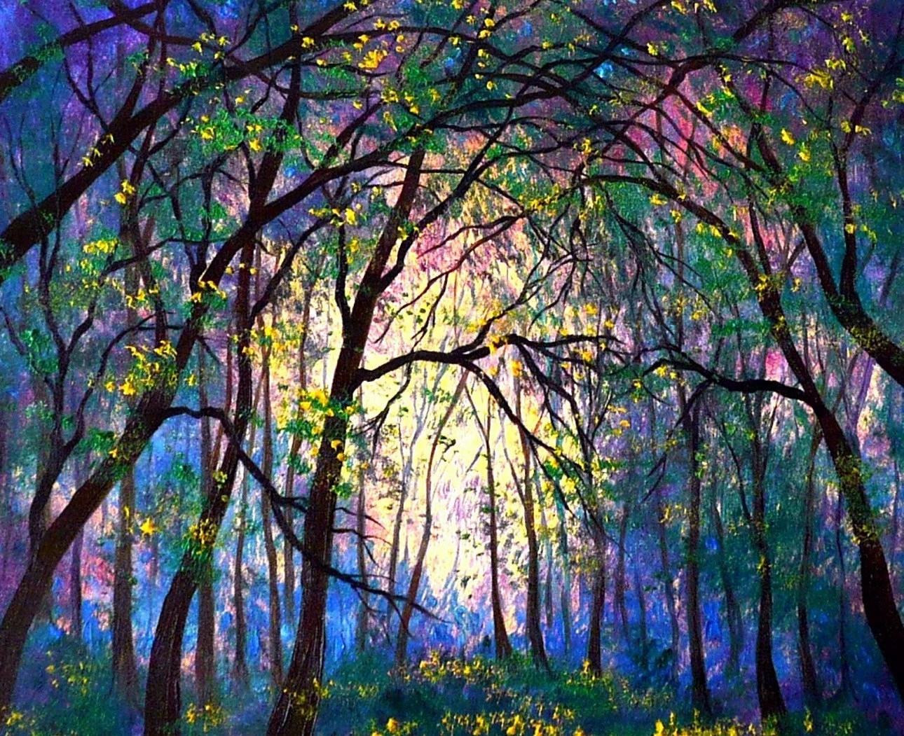 Summer Hazy Day forest garden decor scenery wall art nature landscape Oil Paintings
